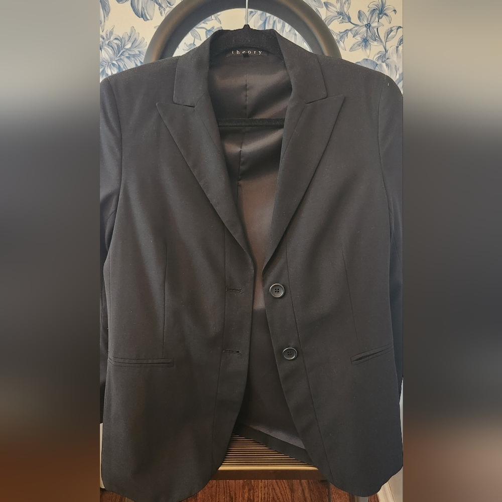 Theory "Neela" Two Button Black Blazer, size 8
